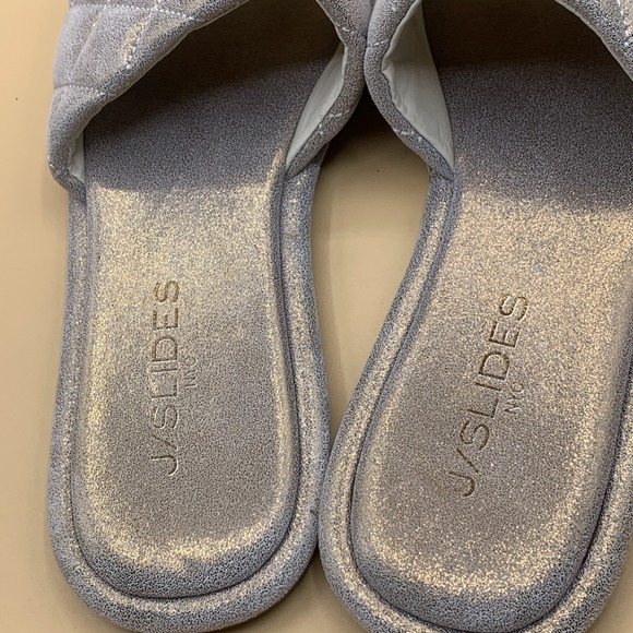 J/Slides Yoel Women's Bronze Metallic Suede Quilted Flat Sandals Size 6.5 - Picture 4 of 7